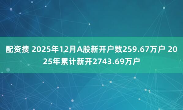 配资搜 2025年12月A股新开户数259.67万户 2025年累计新开2743.69万户